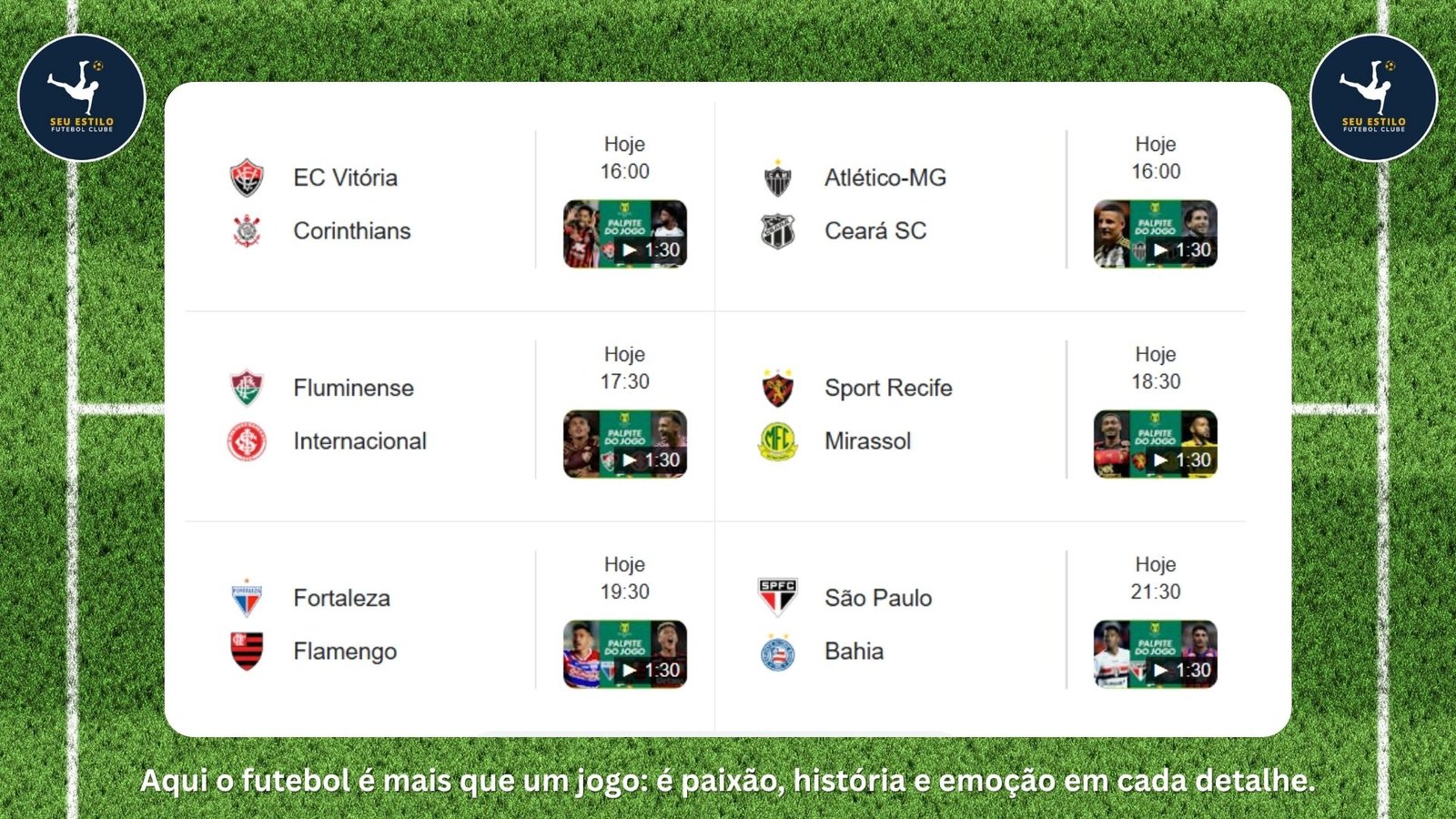 25 10 Jogos de Hoje Seu Estilo Futebol Clube