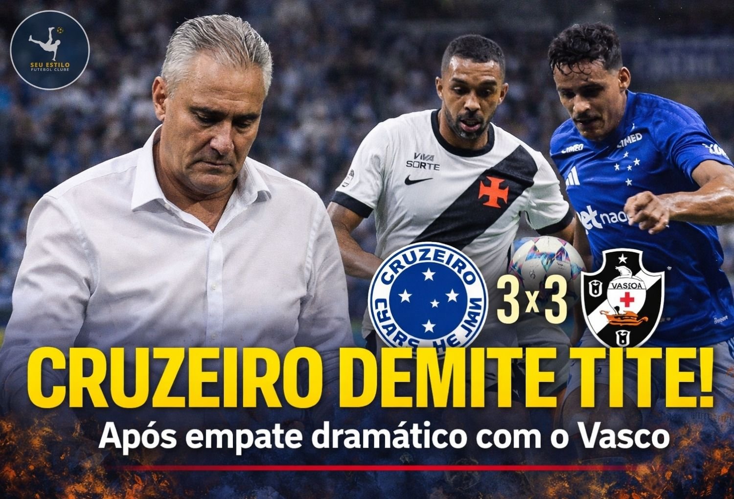 Cruzeiro demite Tite após empate dramático com o Vasco no Brasileirão 2026