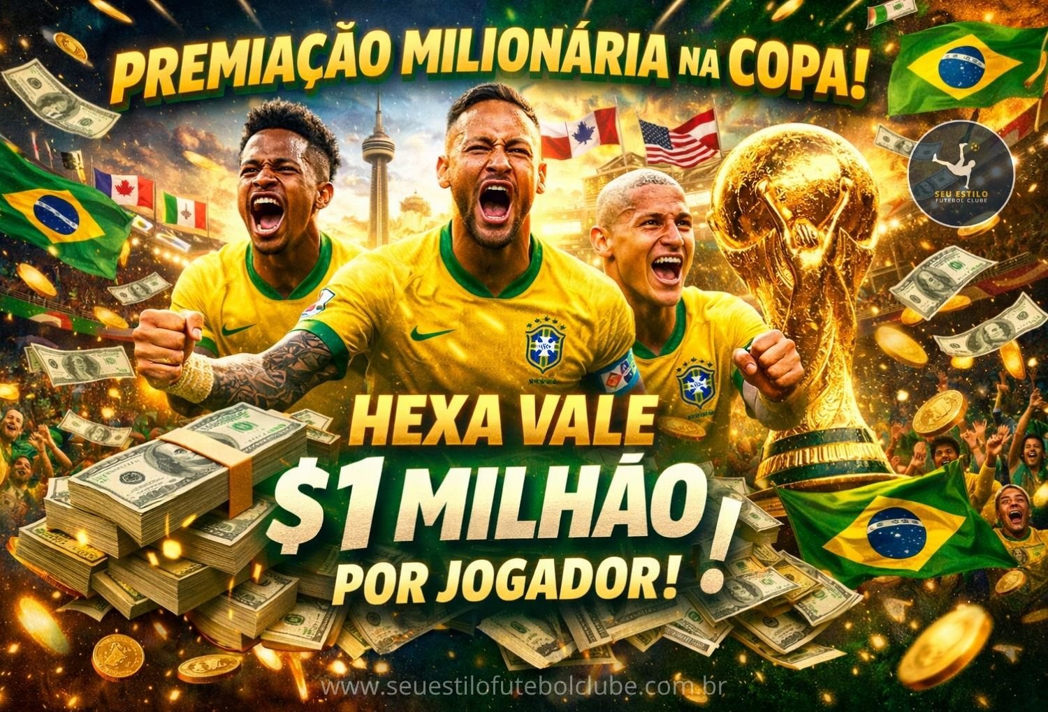 CBF planeja premiação milionária por título e promete US$ 1 milhão por jogador